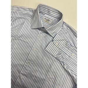 Men Ben Silver Charleston striped cotton button up pocket dress shirt, 16.5-33